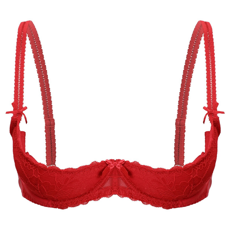 Women's Lace 1/2 Cup Bra / Exotic Push Up Brassiere / Female Adjustable Straps Lingerie - EVE's SECRETS