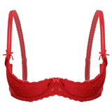 Women's Lace 1/2 Cup Bra / Exotic Push Up Brassiere / Female Adjustable Straps Lingerie - EVE's SECRETS