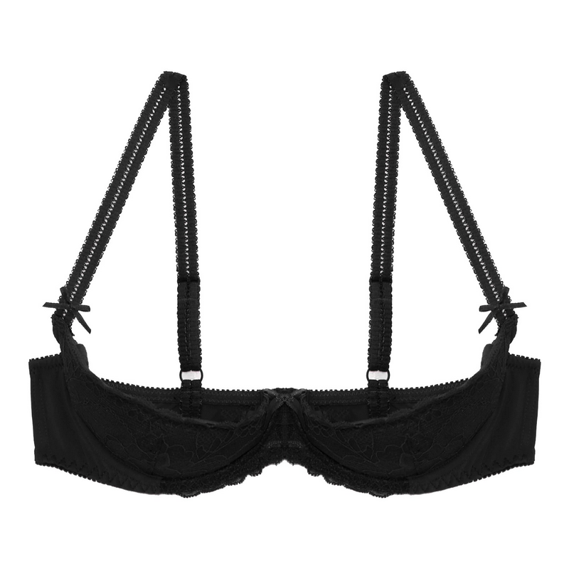Women's Lace 1/2 Cup Bra / Exotic Push Up Brassiere / Female Adjustable Straps Lingerie - EVE's SECRETS