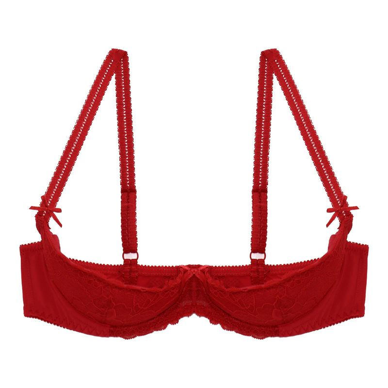 Women's Lace 1/2 Cup Bra / Exotic Push Up Brassiere / Female Adjustable Straps Lingerie - EVE's SECRETS