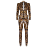 Women's Leopard Print Catsuit / One-Piece Long Sleeve Bodysuit / Sexy Slim-Fit Outfits - EVE's SECRETS