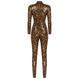 Women's Leopard Print Catsuit / One-Piece Long Sleeve Bodysuit / Sexy Slim-Fit Outfits - EVE's SECRETS