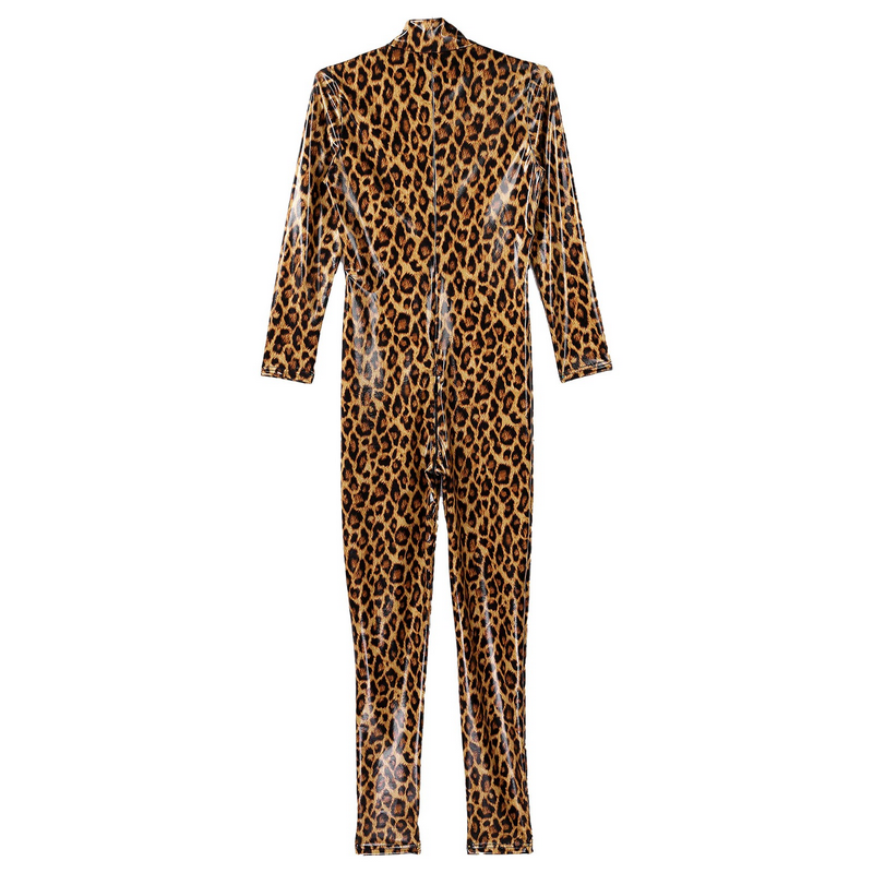 Women's Leopard Print Catsuit / One-Piece Long Sleeve Bodysuit / Sexy Slim-Fit Outfits - EVE's SECRETS