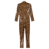 Women's Leopard Print Catsuit / One-Piece Long Sleeve Bodysuit / Sexy Slim-Fit Outfits - EVE's SECRETS