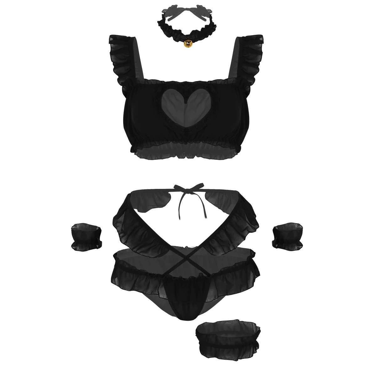 Women's Lingerie Cosplay Set / Sleeveless Short Tank Top with Neckband / Erotic Leg Band - EVE's SECRETS