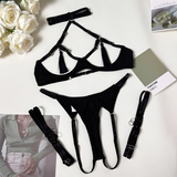 Women's Lingerie Sets / Sexy Female O-Neck Collar Open Chest Bras / Erotic High Waist Panties - EVE's SECRETS