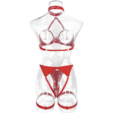 Women's Lingerie Sets / Sexy Female O-Neck Collar Open Chest Bras / Erotic High Waist Panties - EVE's SECRETS