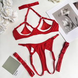 Women's Lingerie Sets / Sexy Female O-Neck Collar Open Chest Bras / Erotic High Waist Panties - EVE's SECRETS