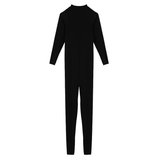 Womens Long Sleeves Sexy Bodysuit / Smooth Fiber Double Zipper Open Crotch Jumpsuit - EVE's SECRETS
