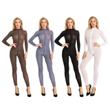 Womens Long Sleeves Sexy Bodysuit / Smooth Fiber Double Zipper Open Crotch Jumpsuit - EVE's SECRETS