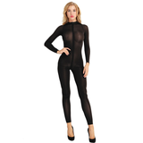 Womens Long Sleeves Sexy Bodysuit / Smooth Fiber Double Zipper Open Crotch Jumpsuit - EVE's SECRETS