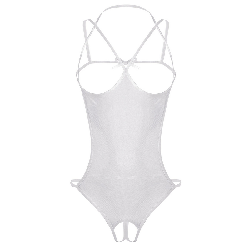 Women's Mesh Crotchless Bodysuit with Open Bust / Erotic Outfits for Women - EVE's SECRETS