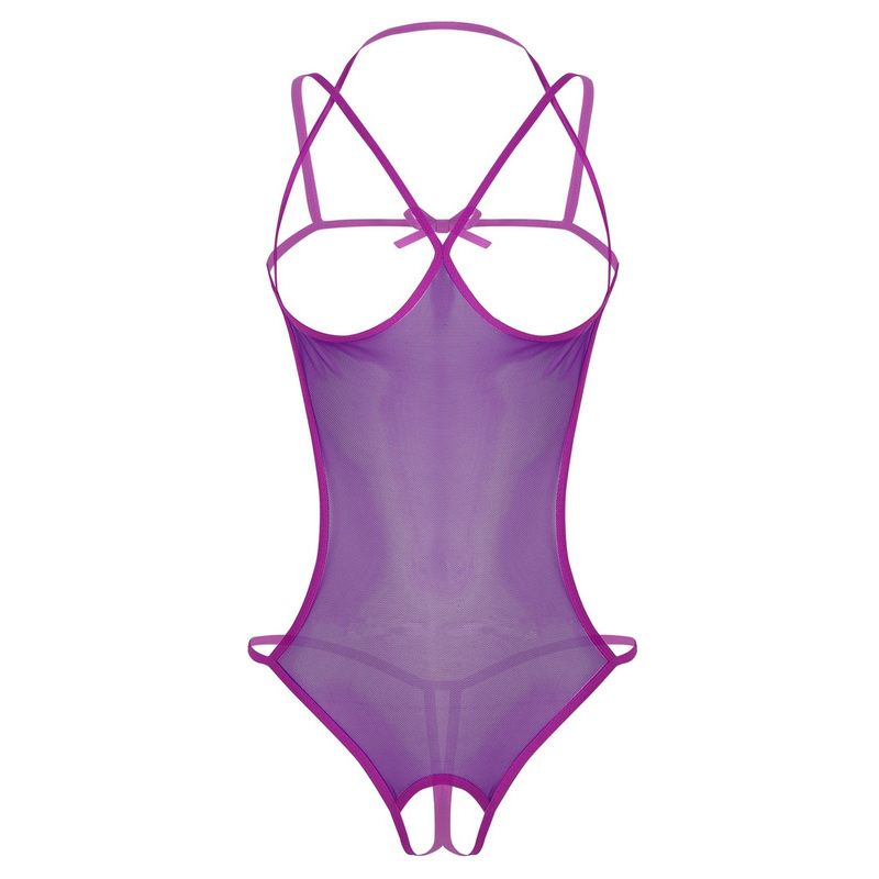 Women's Mesh Crotchless Bodysuit with Open Bust / Erotic Outfits for Women - EVE's SECRETS