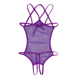 Women's Mesh Crotchless Bodysuit with Open Bust / Erotic Outfits for Women - EVE's SECRETS