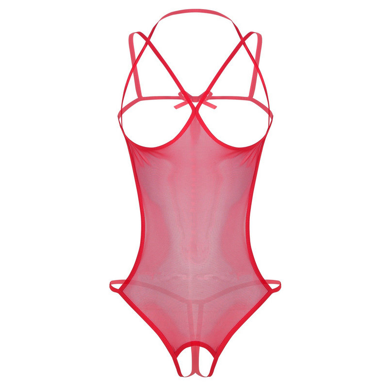 Women's Mesh Crotchless Bodysuit with Open Bust / Erotic Outfits for Women - EVE's SECRETS