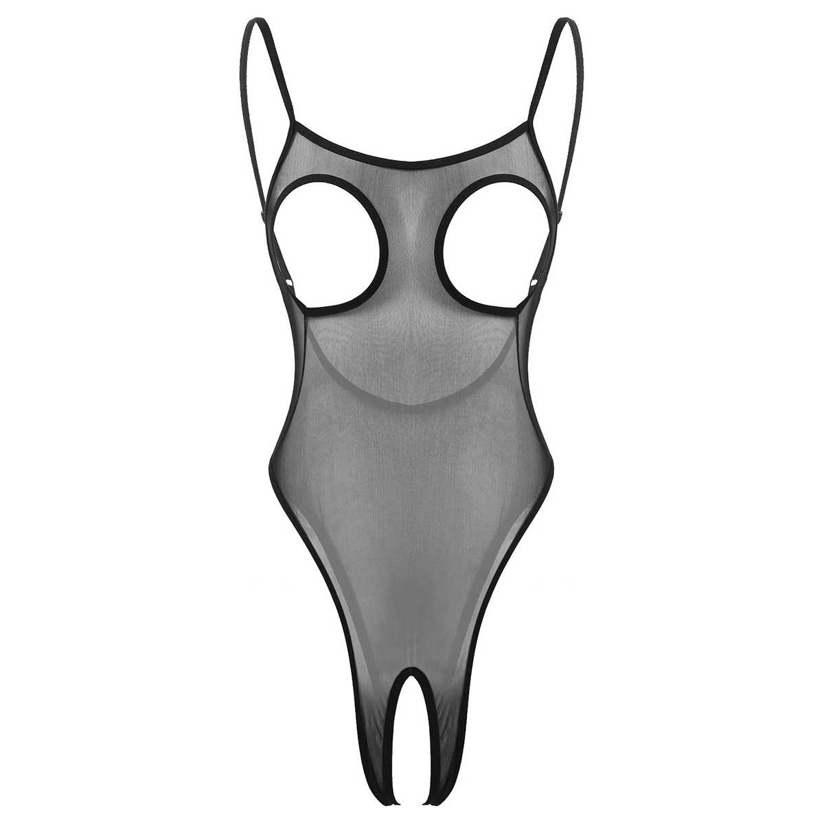 Women's Mesh Crotchless Catsuit with Nipples Holes / Female Erotic Lingerie - EVE's SECRETS