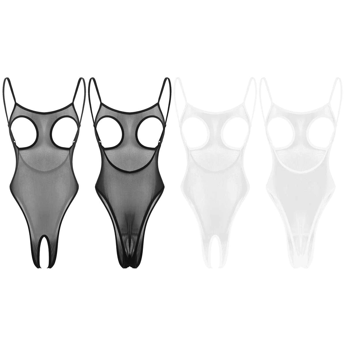 Women's Mesh Crotchless Catsuit with Nipples Holes / Female Erotic Lingerie - EVE's SECRETS