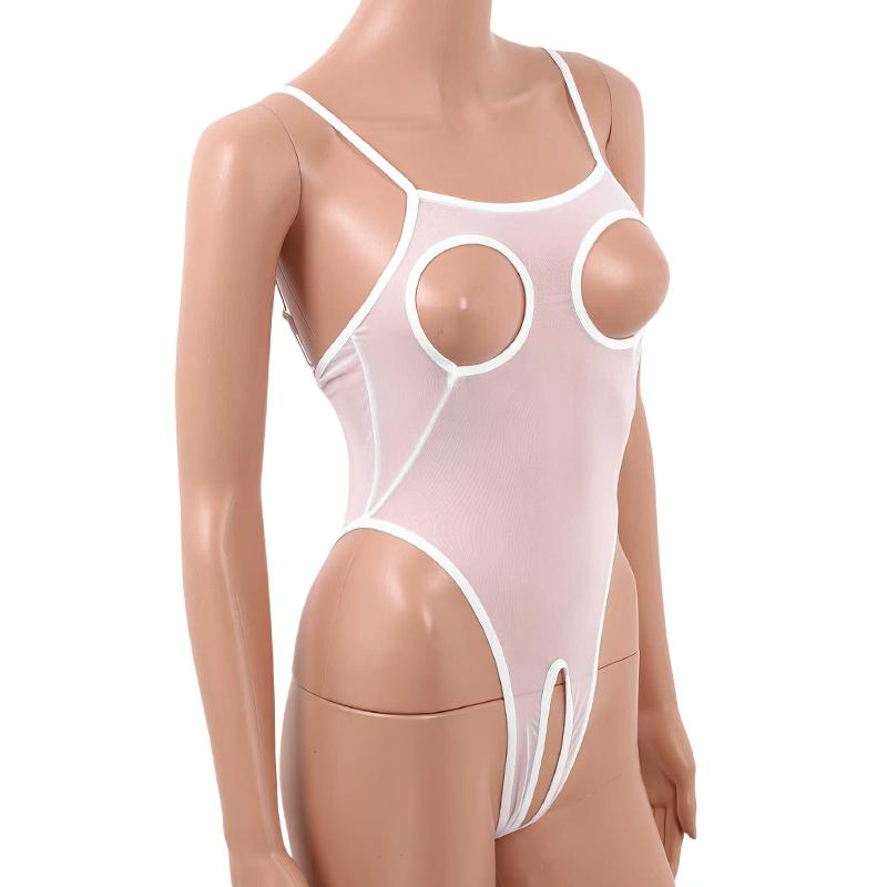 Women's Mesh Crotchless Catsuit with Nipples Holes / Female Erotic Lingerie - EVE's SECRETS