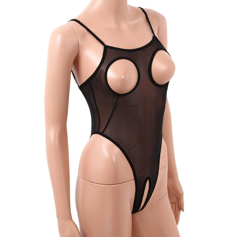 Women's Mesh Crotchless Catsuit with Nipples Holes / Female Erotic Lingerie - EVE's SECRETS