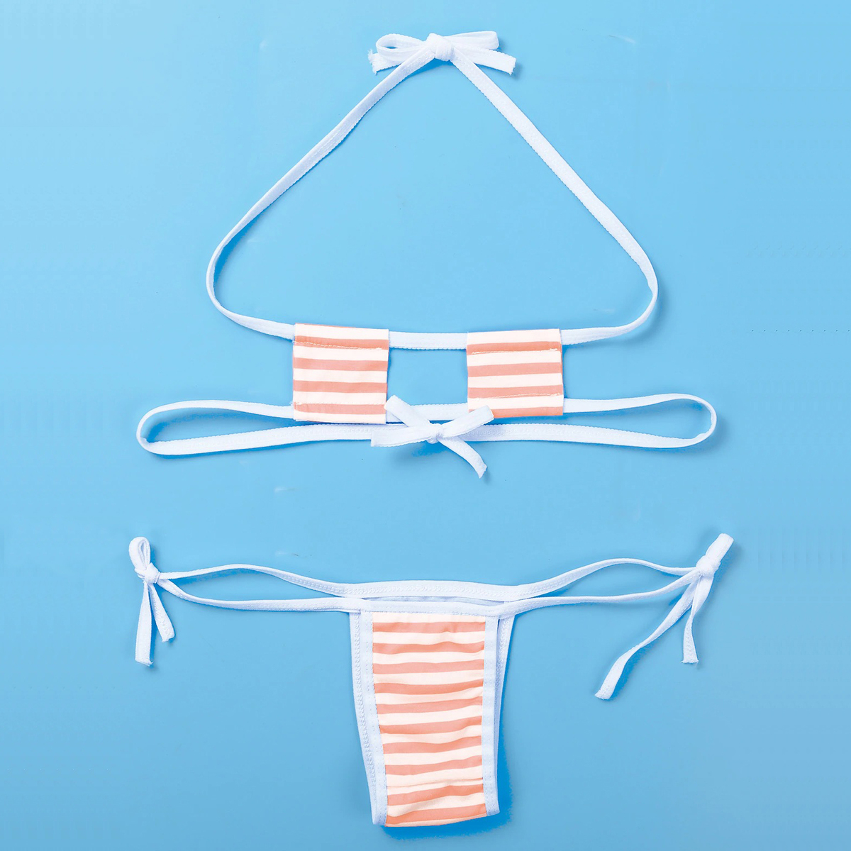 Women's Panties with Embroidered Striped Heart / Mini Bikini Lingerie Set - EVE's SECRETS