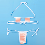 Women's Panties with Embroidered Striped Heart / Mini Bikini Lingerie Set - EVE's SECRETS
