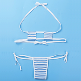 Women's Panties with Embroidered Striped Heart / Mini Bikini Lingerie Set - EVE's SECRETS