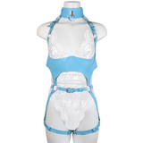 Bretelles de corps en cuir PU pour femmes / sous-vêtements de costume de jarretière de bondage de corps de dames