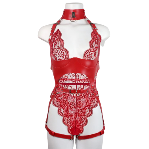 Women's PU Leather Body Suspenders / Ladies Body Bondage Garter Suit Underwear - EVE's SECRETS