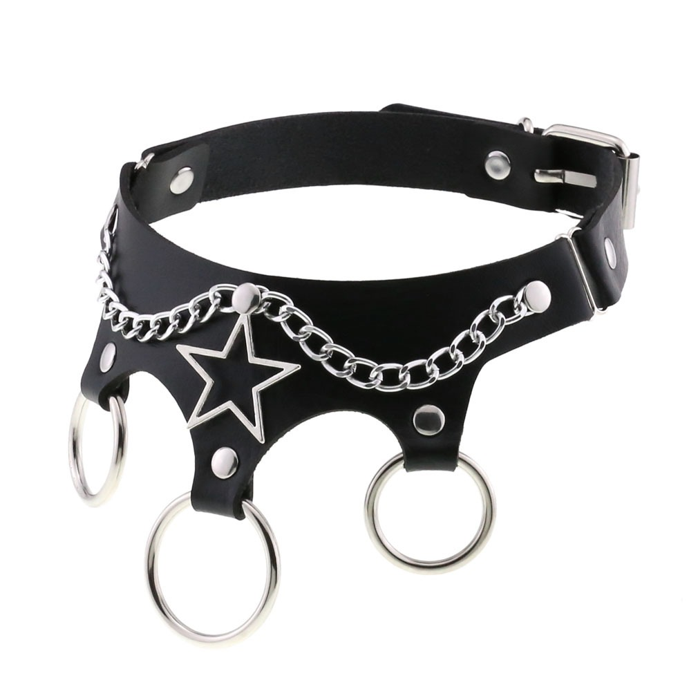 Women's PU Leather Choker with Metal Decorations / BDSM Sexy Necklace - EVE's SECRETS