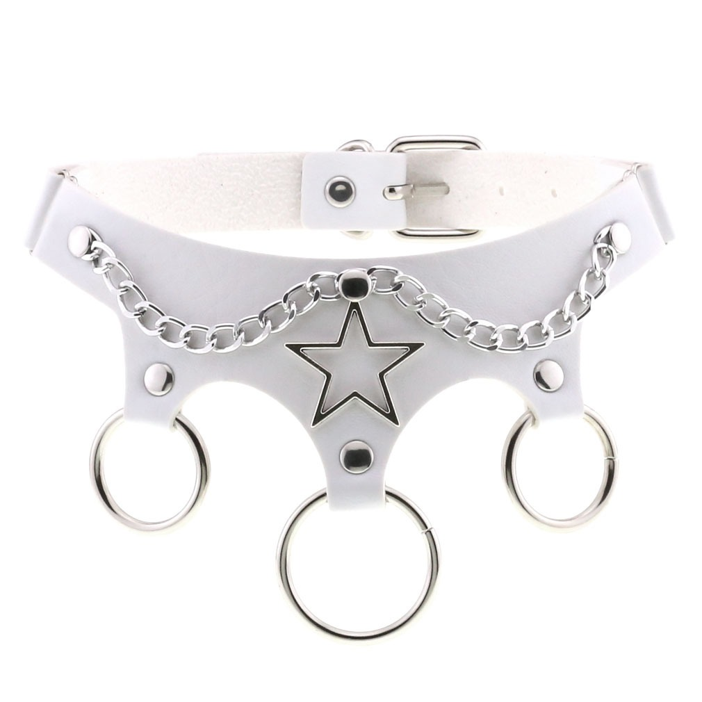 Women's PU Leather Choker with Metal Decorations / BDSM Sexy Necklace - EVE's SECRETS