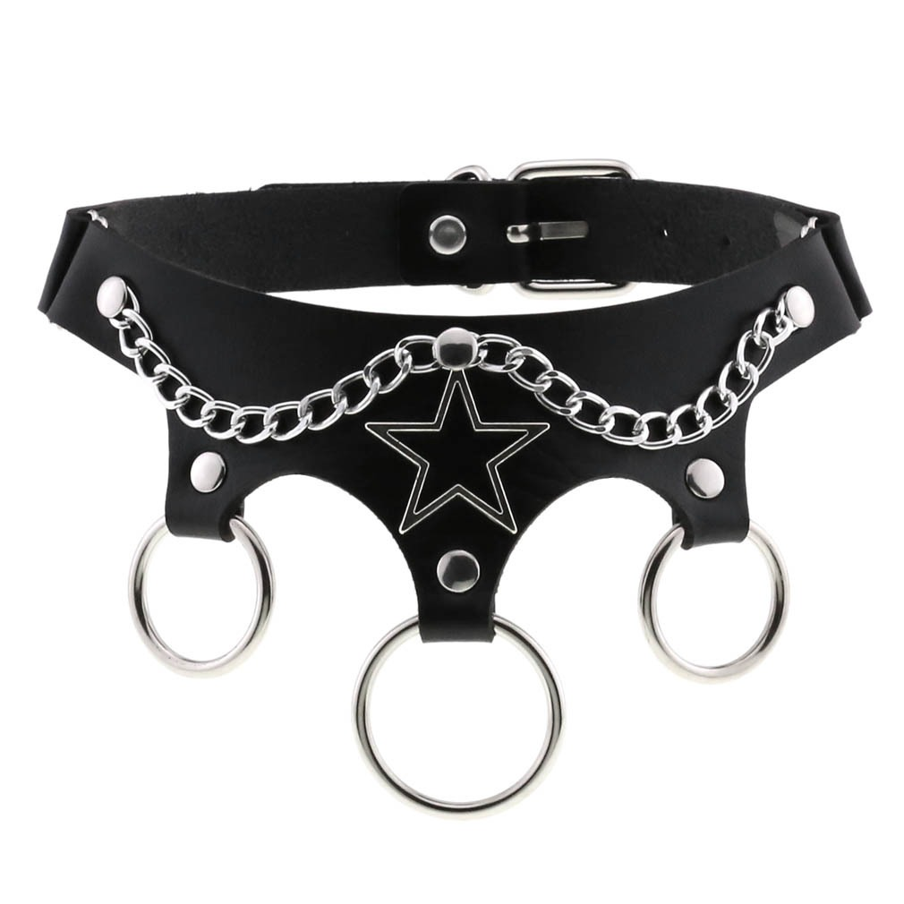 Women's PU Leather Choker with Metal Decorations / BDSM Sexy Necklace - EVE's SECRETS