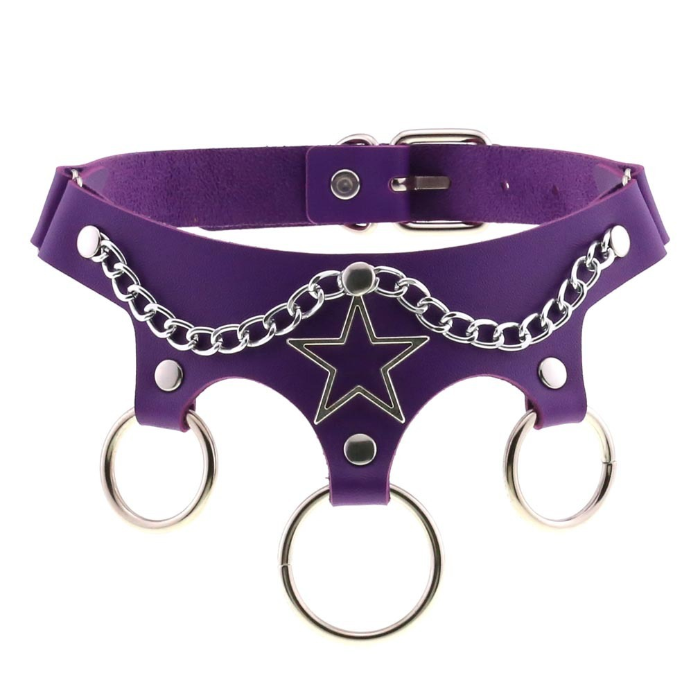 Women's PU Leather Choker with Metal Decorations / BDSM Sexy Necklace - EVE's SECRETS