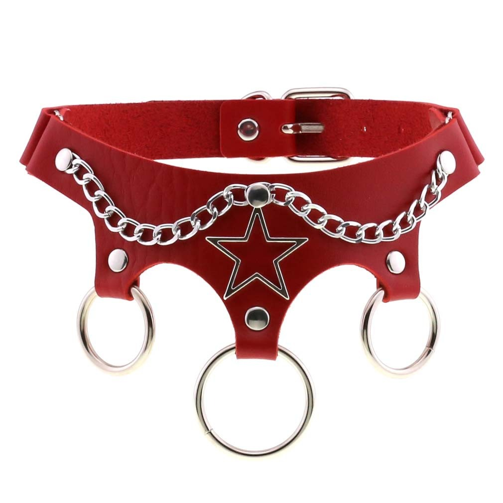 Women's PU Leather Choker with Metal Decorations / BDSM Sexy Necklace - EVE's SECRETS