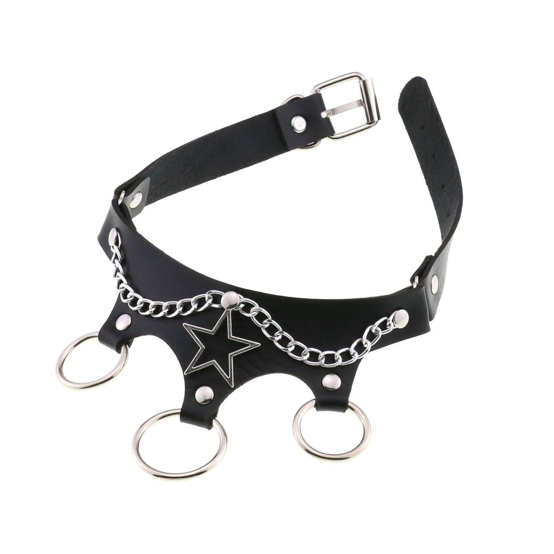 Women's PU Leather Choker with Metal Decorations / BDSM Sexy Necklace - EVE's SECRETS