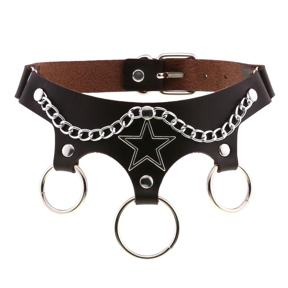 Women's PU Leather Choker with Metal Decorations / BDSM Sexy Necklace - EVE's SECRETS
