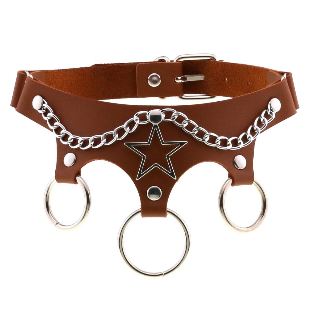 Women's PU Leather Choker with Metal Decorations / BDSM Sexy Necklace - EVE's SECRETS