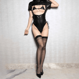 Women's PU Leather Hollow Out Bodysuit / Erotic Breast Pole Dance Costume - EVE's SECRETS