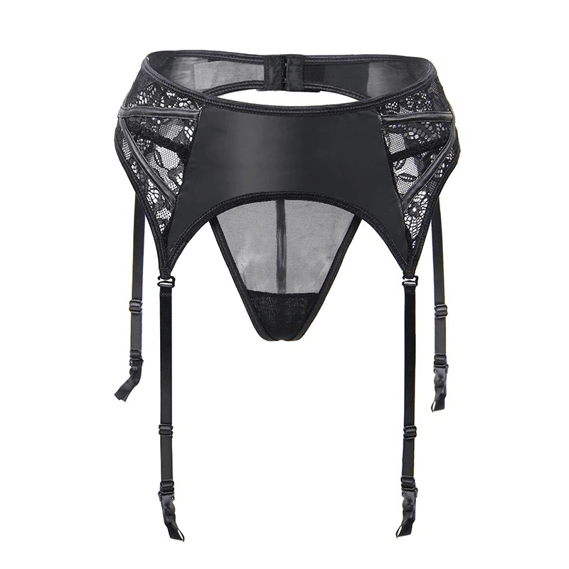 Women's Black Lace Garter Belt with G-String Panty / Female Erotic Underwear - EVE's SECRETS
