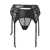 Women's Black Lace Garter Belt with G-String Panty / Female Erotic Underwear - EVE's SECRETS