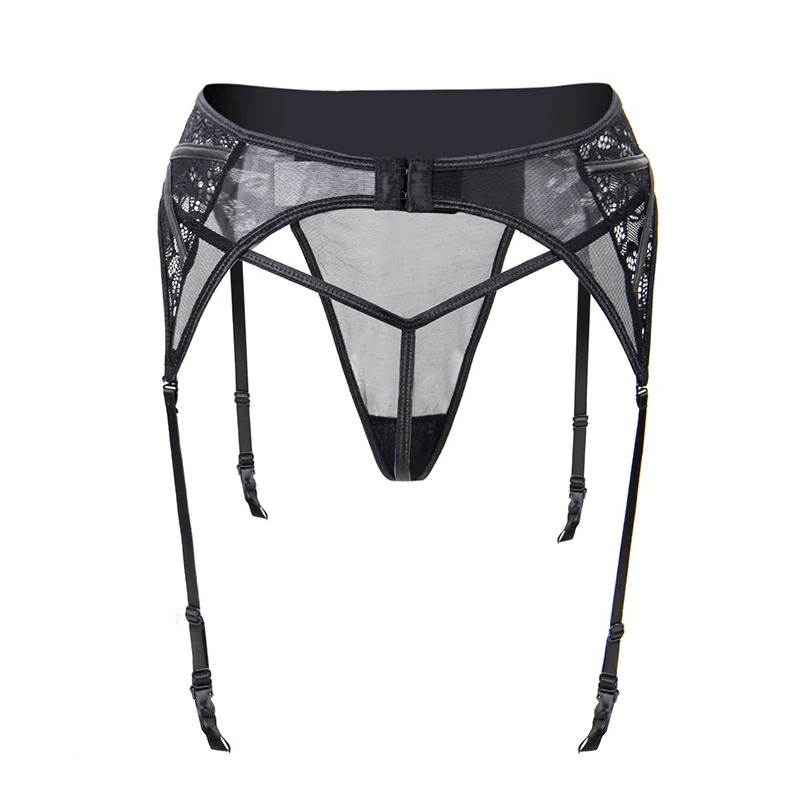 Women's Black Lace Garter Belt with G-String Panty / Female Erotic Underwear - EVE's SECRETS