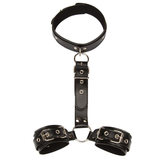 Women's PU Leather Reverse BDSM Bondage / Adjustable Handcuffs with Neck Collar - EVE's SECRETS