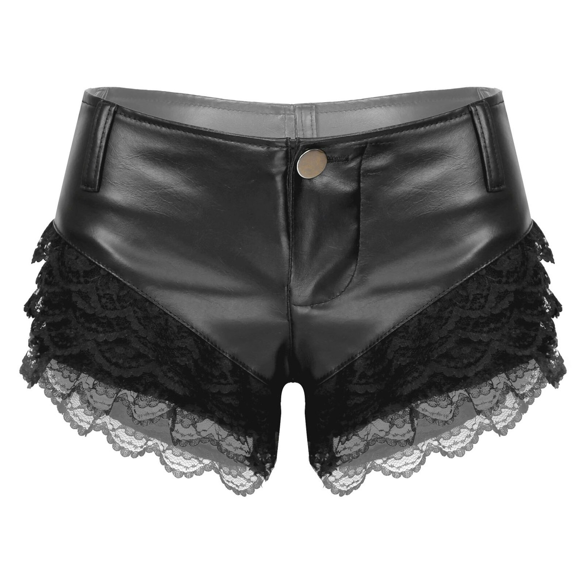 Women's PU Leather Shorts with Low Waist / Ladies Sexy Lace Shorts for Adult - EVE's SECRETS