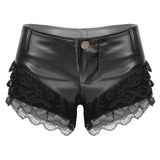 Women's PU Leather Shorts with Low Waist / Ladies Sexy Lace Shorts for Adult - EVE's SECRETS