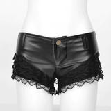Women's PU Leather Shorts with Low Waist / Ladies Sexy Lace Shorts for Adult - EVE's SECRETS