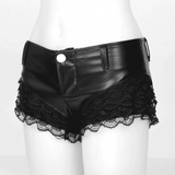 Women's PU Leather Shorts with Low Waist / Ladies Sexy Lace Shorts for Adult - EVE's SECRETS