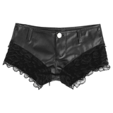 Women's PU Leather Shorts with Low Waist / Ladies Sexy Lace Shorts for Adult - EVE's SECRETS