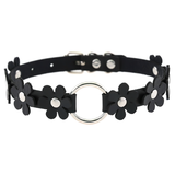 Punk-Halsband für Damen / PU-Leder, Blumen-Festival-Schmuckzubehör
