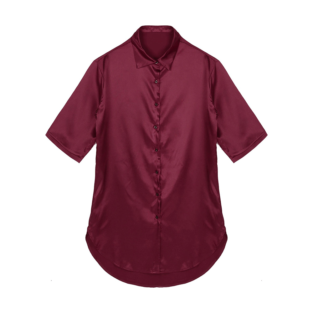Women's Satin Nightshirt with 3/4 Sleeves / Solid Color Sleepshirts / Sexy Clothing for Women - EVE's SECRETS