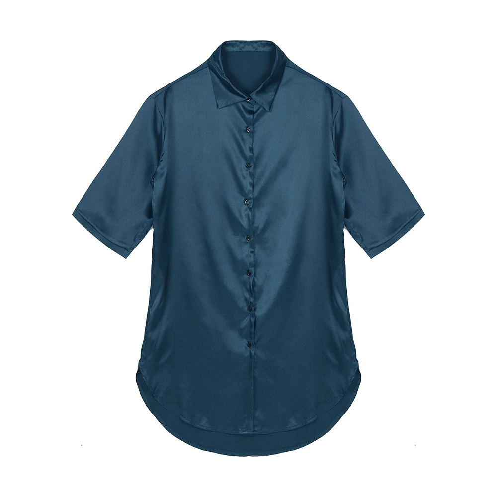 Women's Satin Nightshirt with 3/4 Sleeves / Solid Color Sleepshirts / Sexy Clothing for Women - EVE's SECRETS