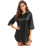Women's Satin Nightshirt with 3/4 Sleeves / Solid Color Sleepshirts / Sexy Clothing for Women - EVE's SECRETS
